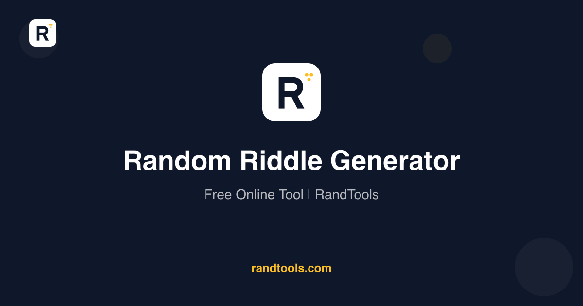Random Code Riddle Random Riddle Generator - Brain Teasers · RandTools